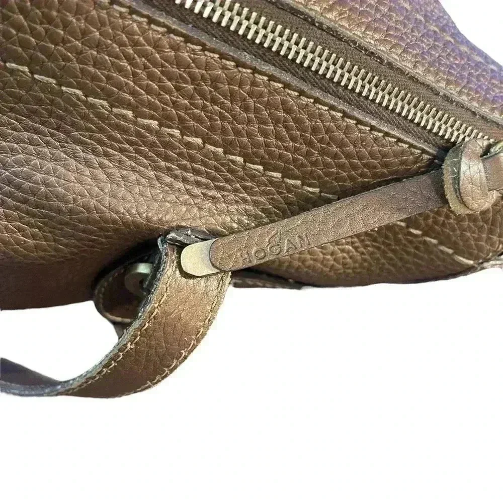 Hogan Bronze Pebbled Leather Tote
